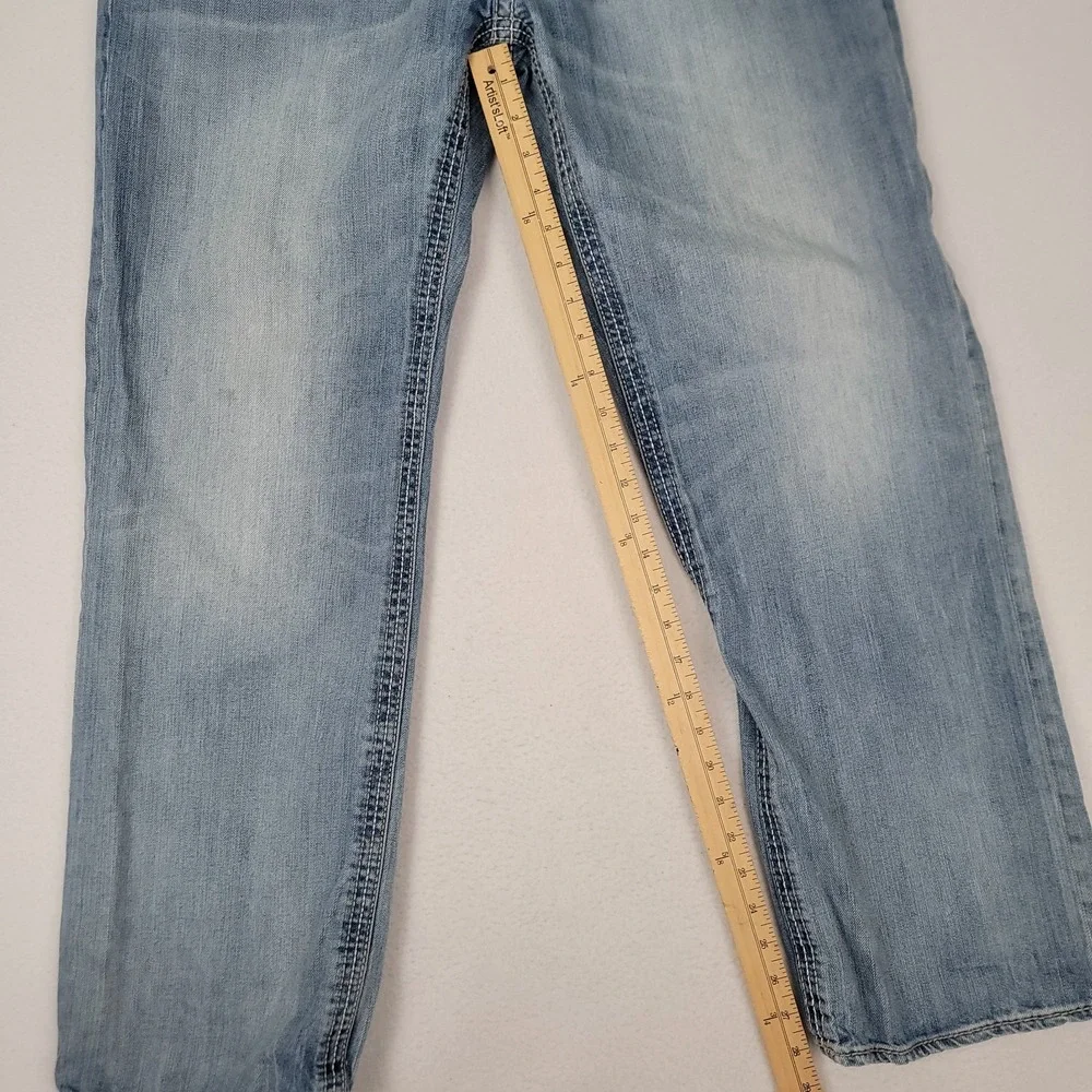 BKE Tyler Straight Leg Jeans Men's 34S Light Wash Thick Stitch Denim